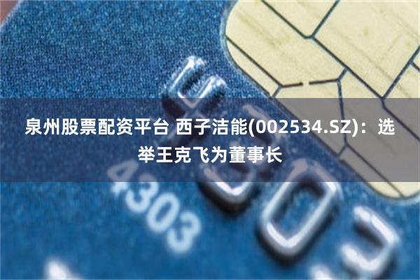 泉州股票配资平台 西子洁能(002534.SZ)：选举王克飞为董事长