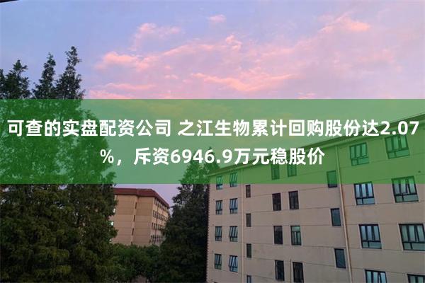 可查的实盘配资公司 之江生物累计回购股份达2.07%，斥资6946.9万元稳股价