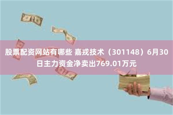 股票配资网站有哪些 嘉戎技术（301148）6月30日主力资金净卖出769.01万元