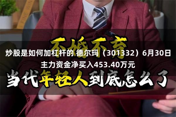 炒股是如何加杠杆的 德尔玛（301332）6月30日主力资金净买入453.40万元