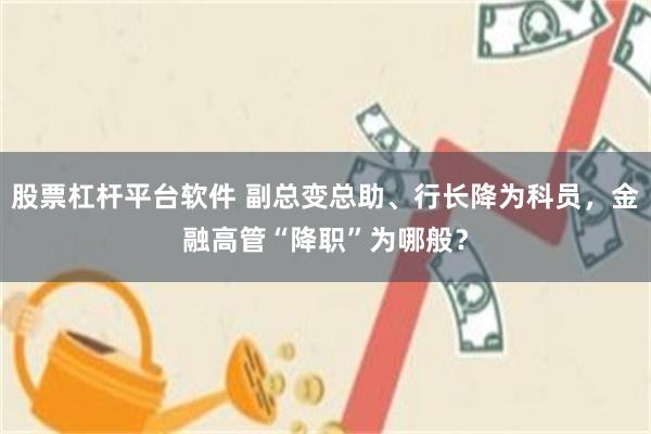 股票杠杆平台软件 副总变总助、行长降为科员，金融高管“降职”为哪般？