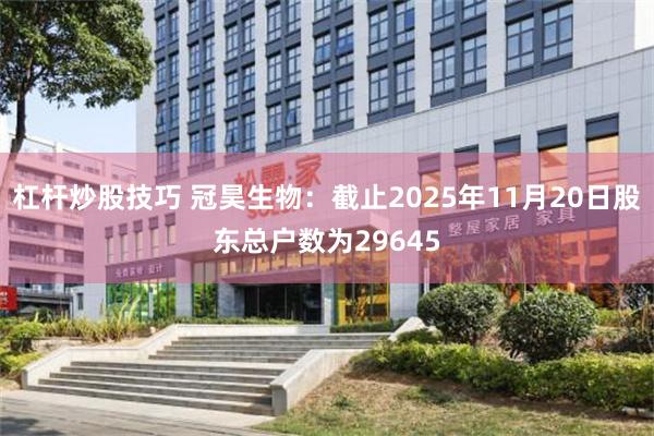 杠杆炒股技巧 冠昊生物：截止2025年11月20日股东总户数为29645