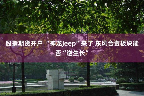 股指期货开户 “神龙Jeep”来了 东风合资板块能否“逆生长”