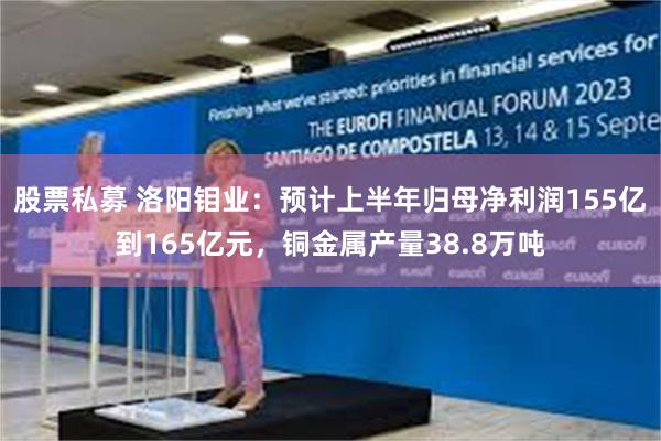 股票私募 洛阳钼业：预计上半年归母净利润155亿到165亿元，铜金属产量38.8万吨