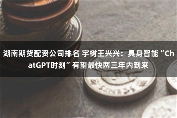湖南期货配资公司排名 宇树王兴兴：具身智能“ChatGPT时刻”有望最快两三年内到来