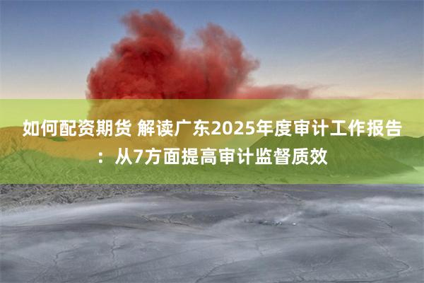 如何配资期货 解读广东2025年度审计工作报告：从7方面提高审计监督质效