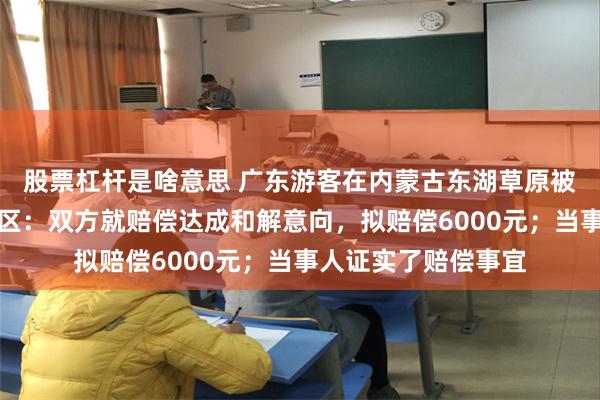股票杠杆是啥意思 广东游客在内蒙古东湖草原被骆驼甩落受伤，景区：双方就赔偿达成和解意向，拟赔偿6000元；当事人证实了赔偿事宜